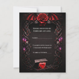 Cartão RSVP Casamento de Vampiro Gótico de Noite Eterna Romanc
