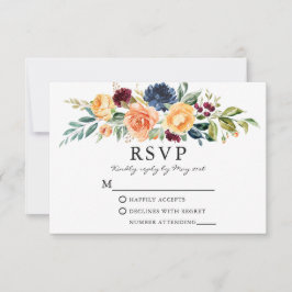Cartão RSVP Casamento De Veneração Floral Mistura De Aquarelas