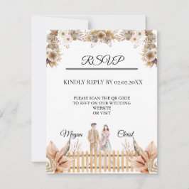 Cartão RSVP Casamento de verão com flores elegantes
