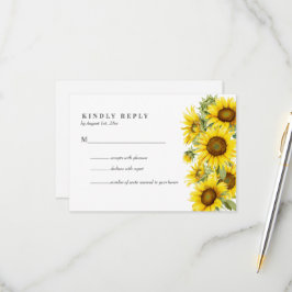 Cartão RSVP Casamento de Verão com Girassóis Elegantes