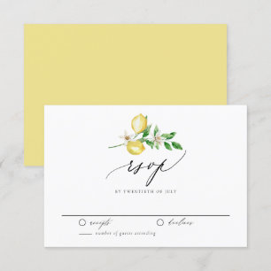Cartão RSVP Casamento de Verão com Lemon Botânico e Verde