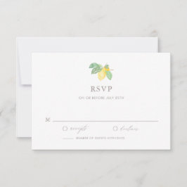 Cartão RSVP Casamento de Verão com Limão de Pastel Watercolor