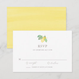 Cartão RSVP Casamento de Verão com Limão de Pastel Watercolor