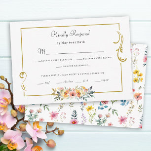 Cartão RSVP Casamento de Verão com Primavera de flor selvagem
