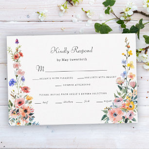 Cartão RSVP Casamento de Verão com Primavera de flor selvagem