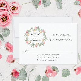 Cartão RSVP Casamento de Verão com Rosa de Watercolor
