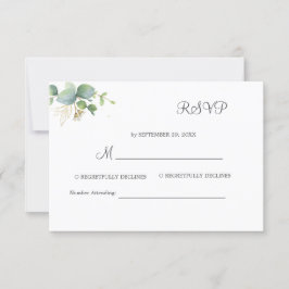 Cartão RSVP Casamento de Verão de Eucalyptus Greenery Rustic.