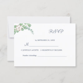 Cartão RSVP Casamento de Verão de Eucalyptus Greenery Rustic.