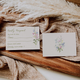 Cartão RSVP Casamento de Verão Floral Desenhado à Mão