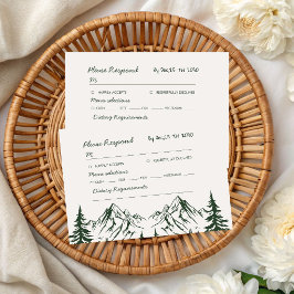 Cartão RSVP Casamento de Verão na Montanha Desenhado à Mão