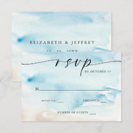 Cartão RSVP Casamento de Verão na Praia do Oceano em Aquarela