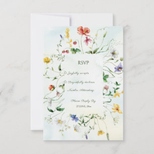Cartão RSVP Casamento de Verão Russo do Romance Verde e Branco