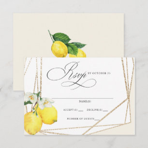 Cartão RSVP Casamento de Verão Rustic Lemon Citrus Boho