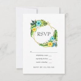Cartão RSVP Casamento de Verão Tropical Geométrico Aloha na Pr