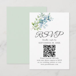 Cartão RSVP Casamento de Verde com Eucalipto em Aquarela Moder