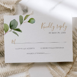 Cartão RSVP Casamento de Verde Geométrico Eucalipto