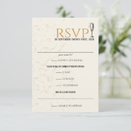 Cartão RSVP Casamento de Vésperas de ano novo Dourada e negra