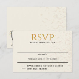 Cartão RSVP Casamento de Vésperas de ano novo Dourada e negra