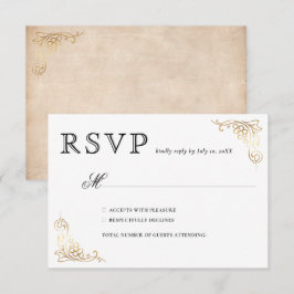 Cartão RSVP Casamento de Vinha Elegante Rustic Watercolor