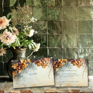 Cartão RSVP Casamento de vinhas com aquarela Elegante