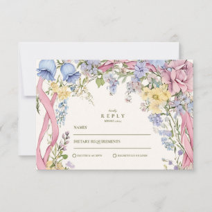 Cartão RSVP Casamento de vintage com armação floral