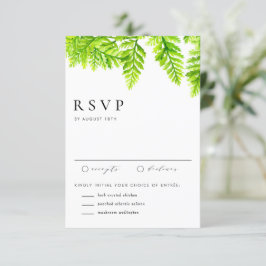 Cartão RSVP Casamento de Watercolor Chartreuse Green Fern