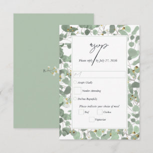 Cartão RSVP Casamento de Watercolor Eucalyptus Greenery Blosso