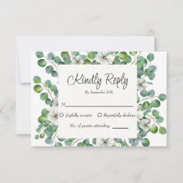 Cartão RSVP Casamento de Watercolor Floral Eucalyptus Greenery