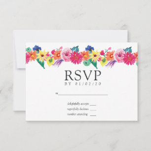Cartão RSVP Casamento de Watercolor Floral Fiesta
