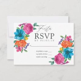 Cartão RSVP Casamento de Watercolor Floral Fiesta