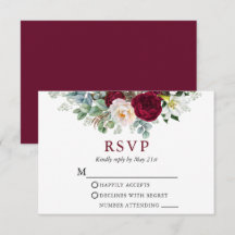 Casamento de Watercolor Floral Greenery Burgundy