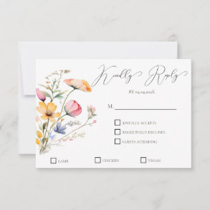 Cartão RSVP Casamento de Watercolor Meadow Wildflower