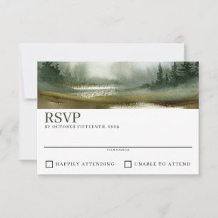 Cartão RSVP Casamento de Watercolor Outdoorsy