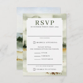 Cartão RSVP Casamento de Watercolor Outdoorsy