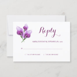 Cartão RSVP Casamento de Watercolor Purple Calla Lily Monogram