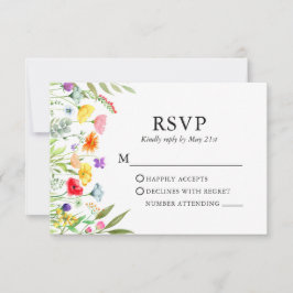 Cartão RSVP Casamento de Watercolor Wildflower