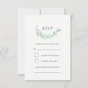 Cartão RSVP Casamento de Wreath Elegante Greenery Watercolor