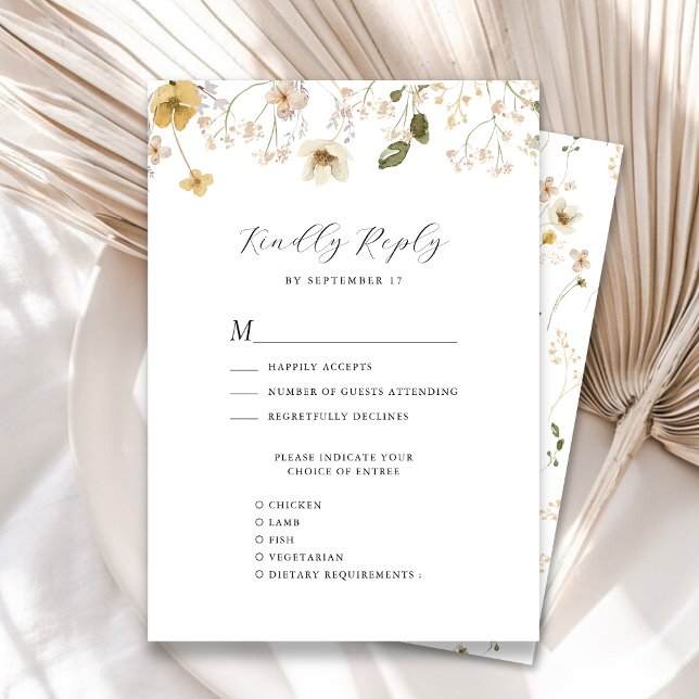 Cartão RSVP Casamento de Wreath Moderno de Boho Moderno de Flo (Criador carregado)