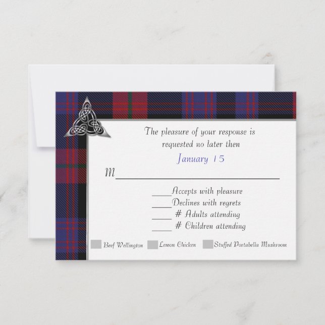 Cartão RSVP Casamento de Xadrez Clan Brown Tartan (Frente)