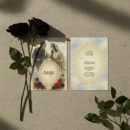 Cartão RSVP Casamento de Zumbi de Casal Gótico no Halloween