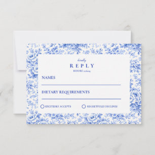 Cartão RSVP Casamento Delft Blue Chinoiserie