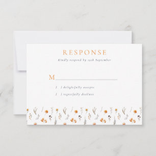 Cartão RSVP Casamento Delicado Flores Solares e Flores Selvage