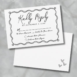 Cartão RSVP Casamento Desenhado à Mão