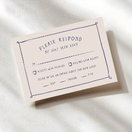 Cartão RSVP Casamento Desenhado à Mão com Rabiscos Caprichosos