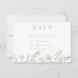 Cartão RSVP Casamento Desenho Linha Sage Lindo