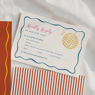 Cartão RSVP Casamento Disco Retro