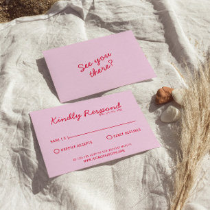 Cartão RSVP Casamento Divertido e Colorido Retro Divertido