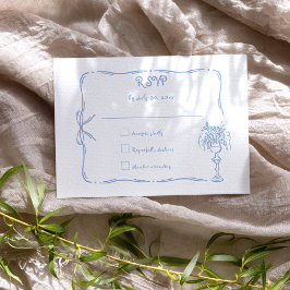 Cartão RSVP Casamento Divertido e Excêntrico com Desenhos à Mã