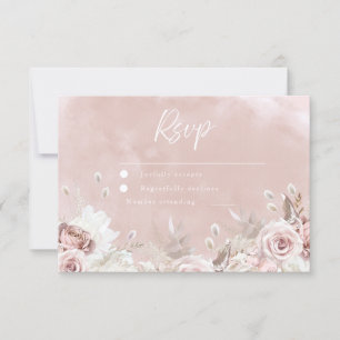 Cartão RSVP Casamento Divino Belo Rosa com Blush