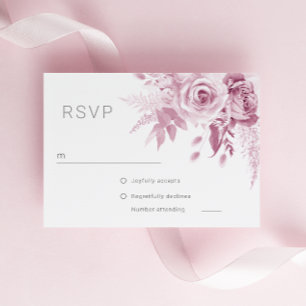 Cartão RSVP Casamento Divino Rosa Rosa Rosa